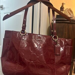 Coach Glossy Maroon Tote Bag
